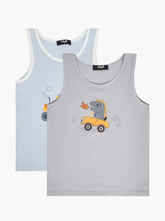 ستايلي Styli Pack of 2 - Boys Cotton Tank