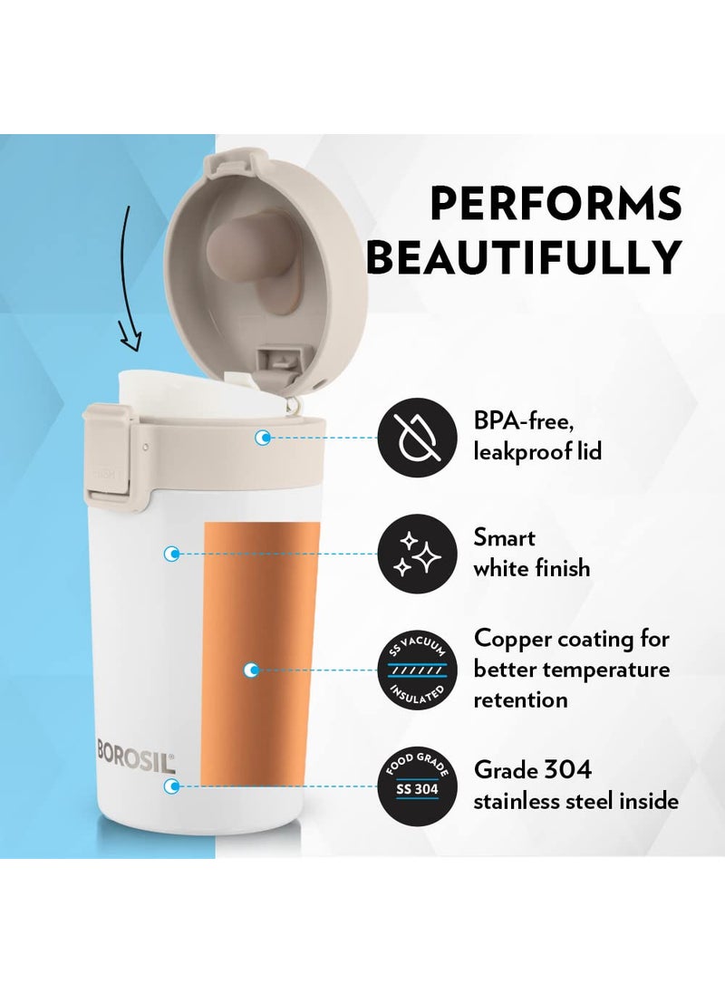 BOROSIL Borosil Coffeemate 300 ml Personalised/Customized Mug with Engraved Name & Logo | Stainless Steel Vacuum Insulated Flask, White | 8 Hrs Hot & 14 Hours Cold | Ideal for Personal & Corporate Gifting  - Image 5