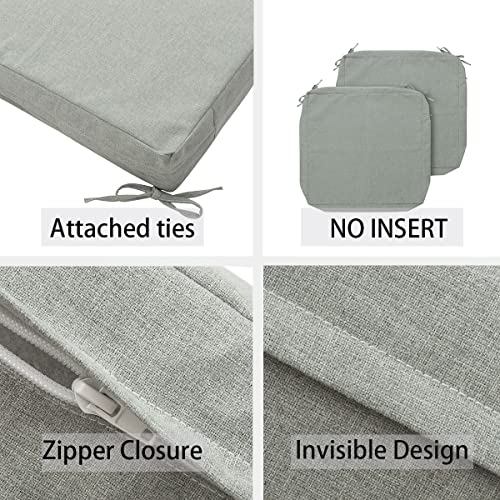 FUNHOME Outdoor Cushion Covers 22 x 20 x 4 inch,Set of 2,Replacement Seat Cushion Cover for Patio Furniture Chair,Water Resistant,Fade-Resistant Slipcover Only,No Insert(Light Gray) - Image 2