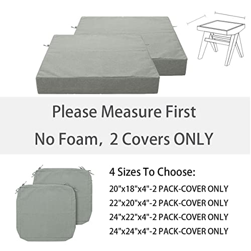 FUNHOME Outdoor Cushion Covers 22 x 20 x 4 inch,Set of 2,Replacement Seat Cushion Cover for Patio Furniture Chair,Water Resistant,Fade-Resistant Slipcover Only,No Insert(Light Gray) - Image 3