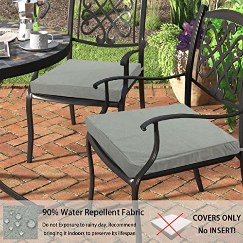 FUNHOME Outdoor Cushion Covers 22 x 20 x 4 inch,Set of 2,Replacement Seat Cushion Cover for Patio Furniture Chair,Water Resistant,Fade-Resistant Slipcover Only,No Insert(Light Gray) - Image 5