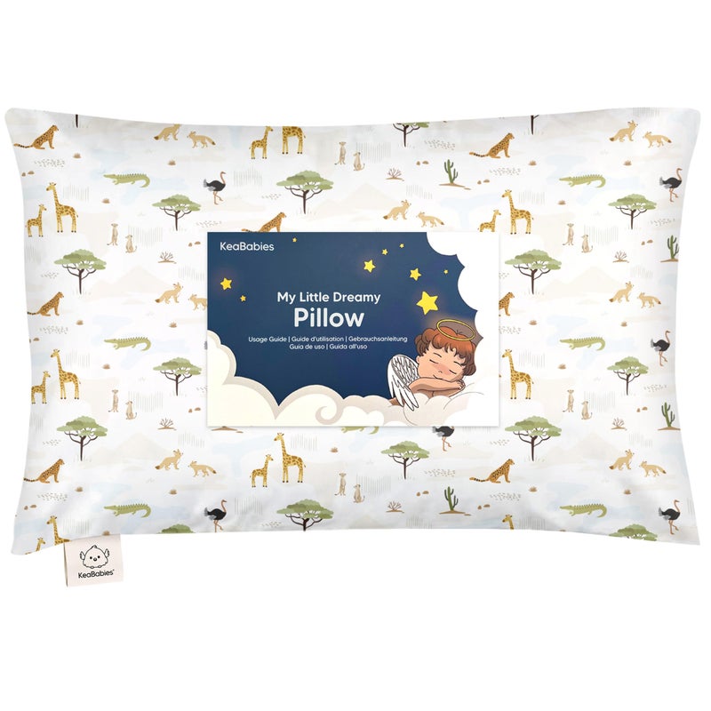 KeaBabies Toddler Pillow with Pillowcase - 13x18 My Little Dreamy Kids Travel Bed Pillows for Sleeping, Organic Cotton Small Pillowcase, Soft & Breathable, Machine Washable, Toddlers 2-5 years old (Grasslands) - Image 1