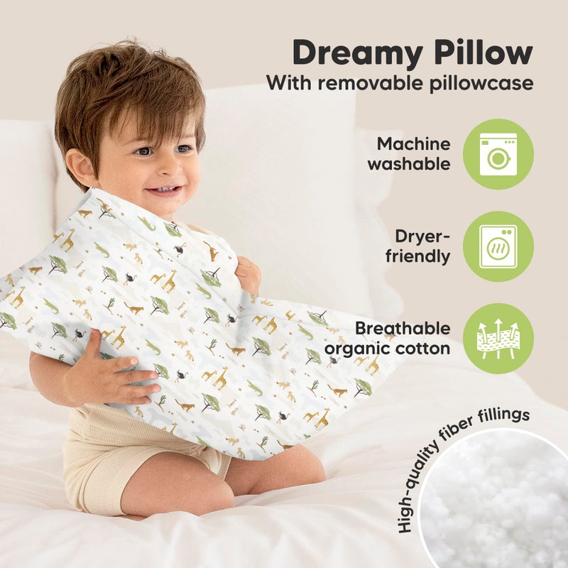 KeaBabies Toddler Pillow with Pillowcase - 13x18 My Little Dreamy Kids Travel Bed Pillows for Sleeping, Organic Cotton Small Pillowcase, Soft & Breathable, Machine Washable, Toddlers 2-5 years old (Grasslands) - Image 4