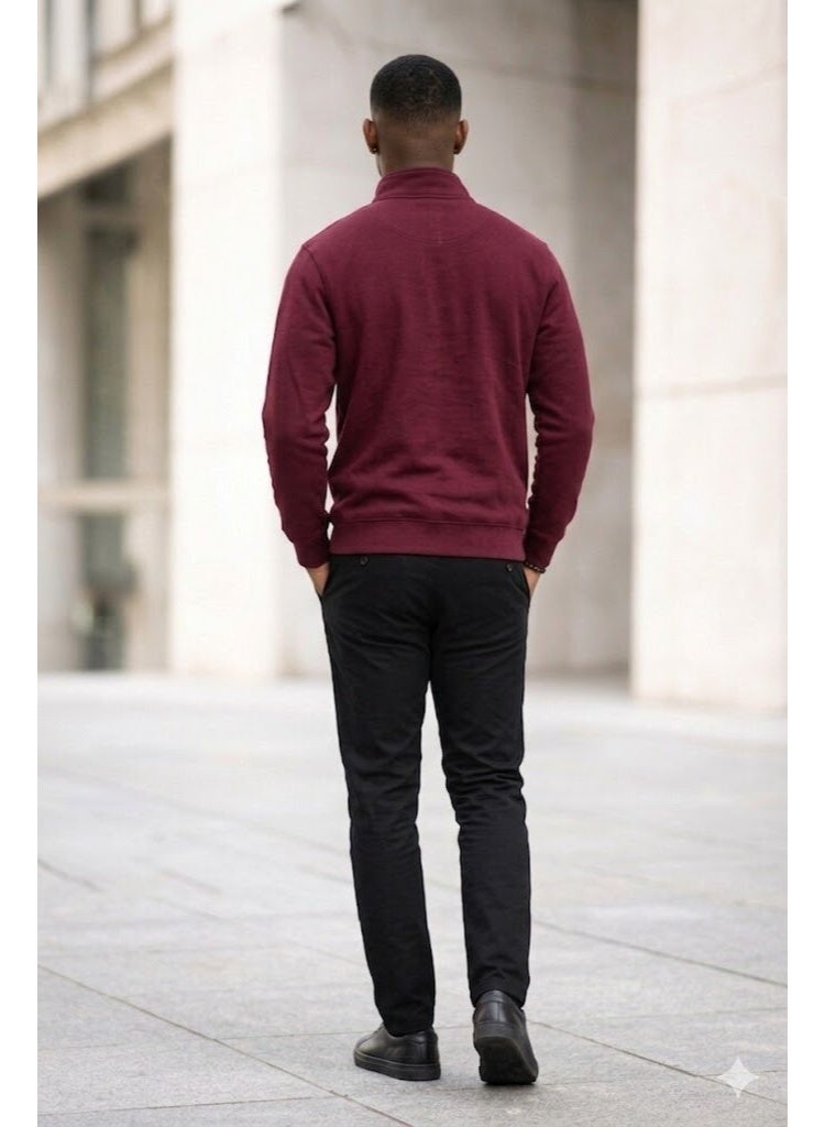 Caesar Men's half-neck cotton hoodie with zipper - Image 2
