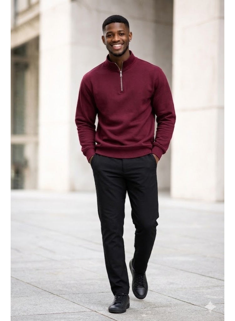 Caesar Men's half-neck cotton hoodie with zipper - Image 1