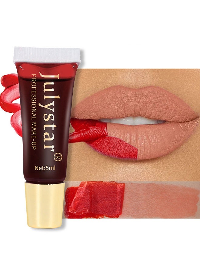 Julystar Long Lasting Lip Color,Peel Off Lip Stain, Non-Stick Cup & Non-Transferred, Waterproof & Durable Lip Gloss, Matte Finish Peel Off Lip Gloss, Lip Liner Tattoo Peel Off Highly Pigmented #06 - Image 1