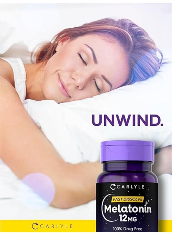 Carlyle ميلاتونين 12 ملغ سريع الذوبان 180 قرص | خالي من الأدوية | نكهة التوت الطبيعية | نباتي، غير معدّل وراثيًا، خالي من الغلوتين - Image 3