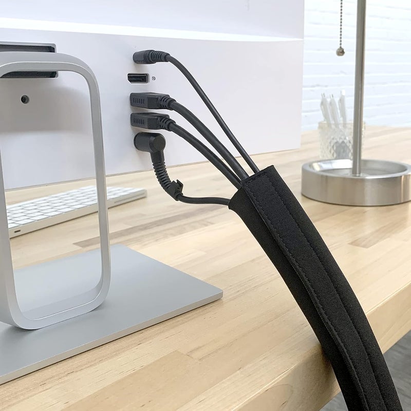 Wrap-It Storage Hook and Loop Cable Sleeve by - 120" x 4.5" Black - Cut to Size Cord Organizer and Cable Protector for Desk, TV Cord Management to Hide and Cover Wire and Extension Cords - Image 2