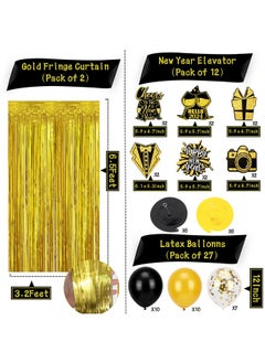 HOWAF Happy New Year Decorations 2024 Set Pack Of 54 Gold Fringe Backdrop 2024 Happy New Year Hanging Banner Happy New Year Hanging Swirl Decoration New Year Balloons For New Year Party Supplies  - Image 4