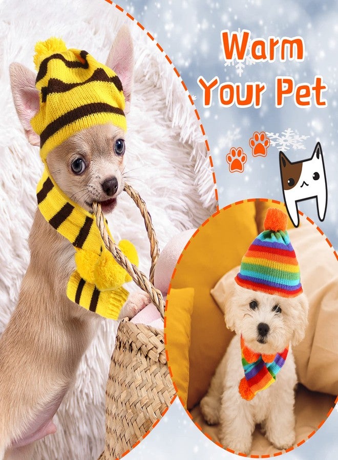 Saintrygo 12 Pieces Pet Winter Set Include Leg Warmers Knitted Striped Hat Soft Leggings Scarf Hat for Pet Cat Dog Puppy Winter Costume, S - Image 5