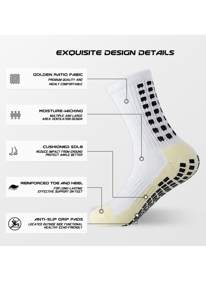 Meishida Men's Soccer Socks Anti Slip Non Slip Grip Pads for Football Basketball Sports Grip Socks, 4 Pair - Image 2