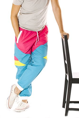 Funny Guy Mugs Like Totally 80s & 90s Retro Neon Windbreaker Pants, X-Large - Image 1