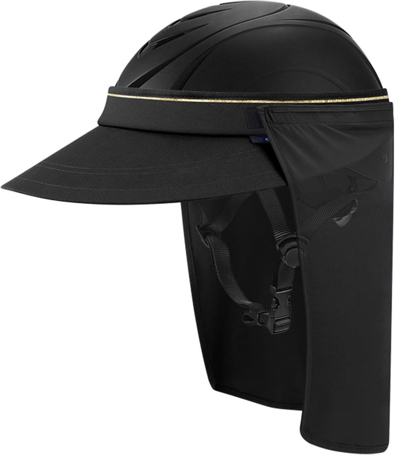Tontron Removable Helmet Visor with Neck Flap - Black & Golden - Image 2