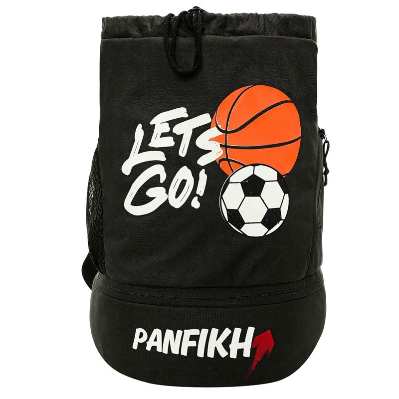 PANFIKH Sports Football Kit Bag with Drawstring Closure Football Kit Basketball Volleyball Gym Bags for Youth Kids - Accessories Backpack - (Black) - Image 1