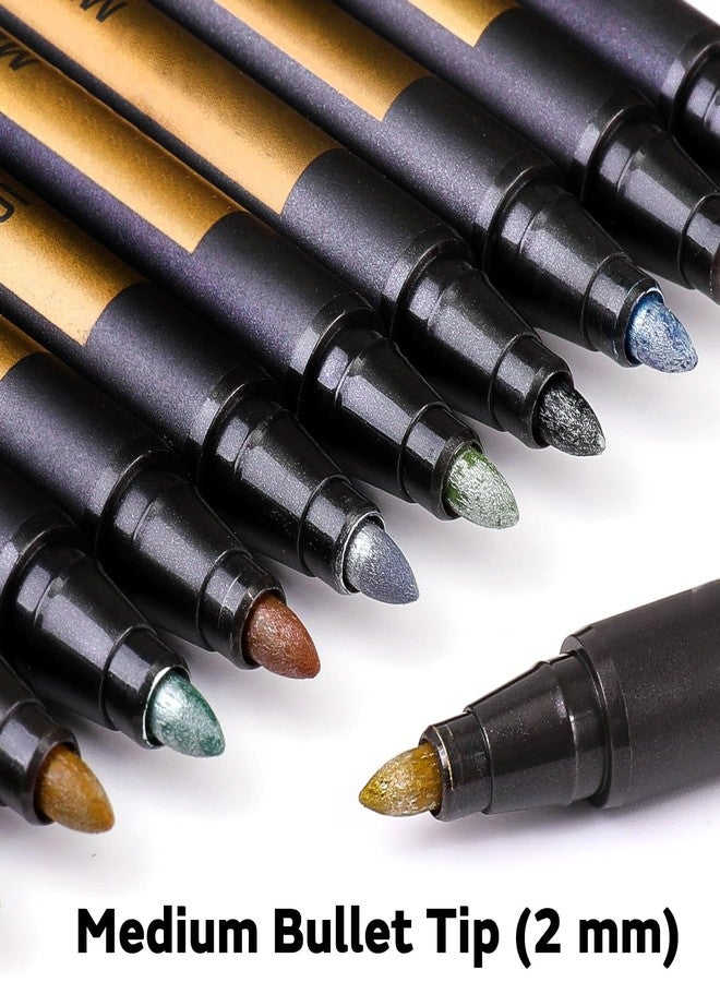 53 Arts Metallic Markers Paint Marker Pens - Medium Tip Metal Art Permanent Marker for Black Paper, Card Making, DIY Photo Album, Painting Rocks, Glass, Set of 10 - Image 3