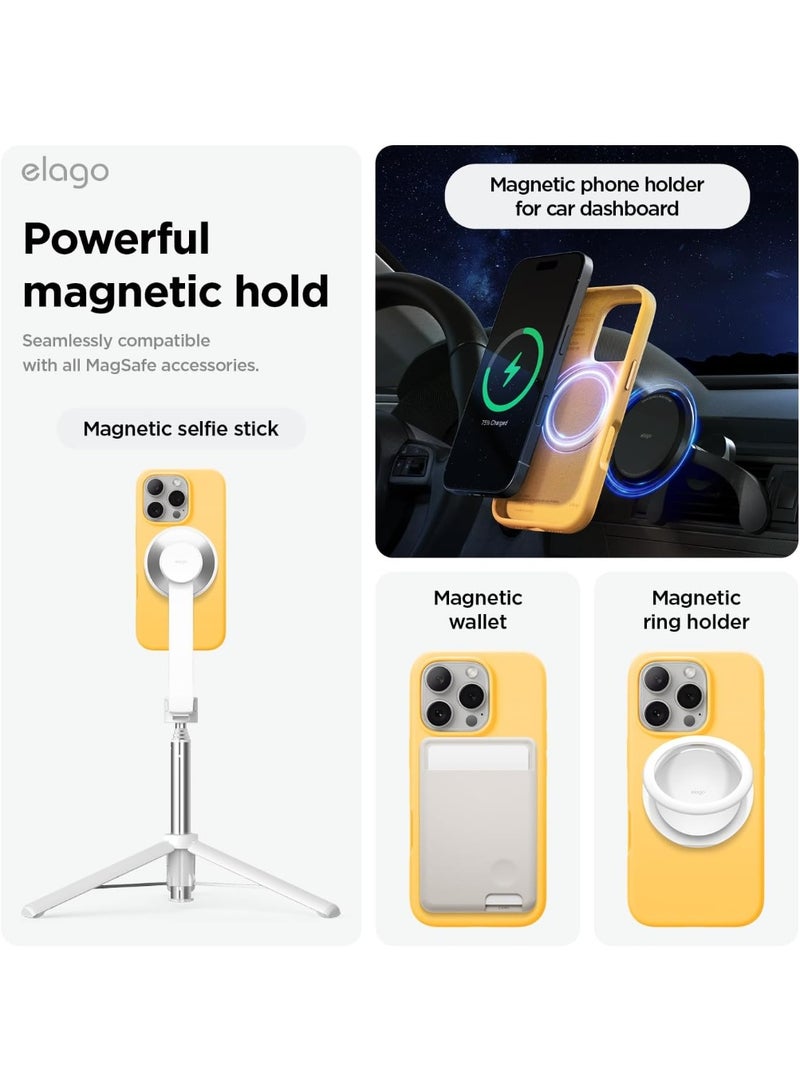 Elago Magnetic Liquid Silicone for iPhone 16 PRO Case Cover Compatible with MagSafe Shockproof - Sunshine - Image 4