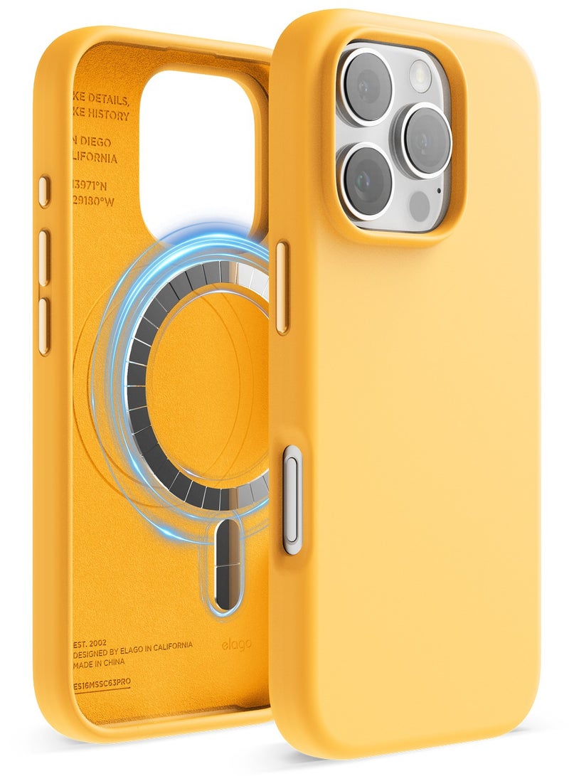 Elago Magnetic Liquid Silicone for iPhone 16 PRO Case Cover Compatible with MagSafe Shockproof - Sunshine - Image 1