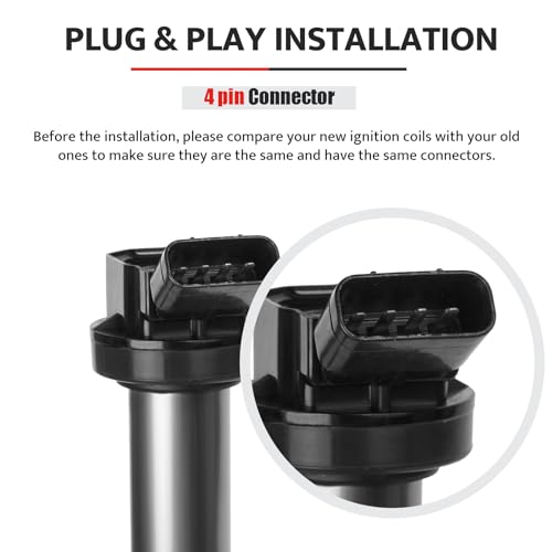 NPAUTO حزمة 6 لفائف إشعال تناسب 3.5 4.0 V6 تويوتا كامري توندر راف4 4رانر سيينا أفالون فينزا هايلاندر FJ كروزر، لكزس IS250 ES350، 2007 2008 2009 2010 2011 2012 2013 2014 2015 2016 2017، UF487 - Image 4