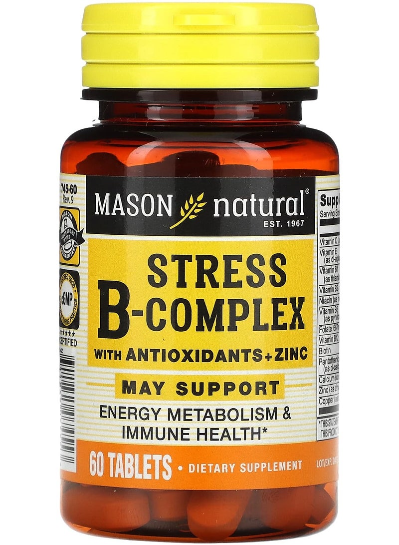 Mason Natural Stress B-Complex with Antioxidants+Zinc, 60 Tablets