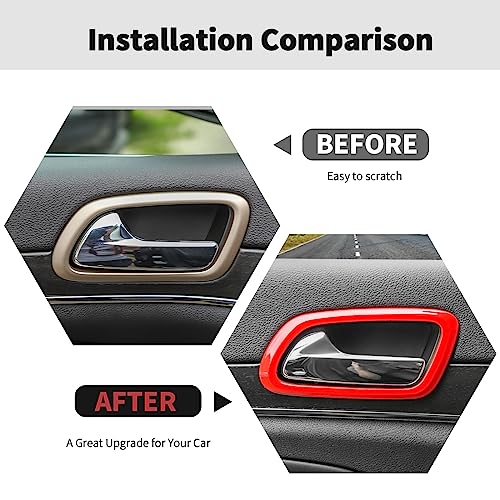 RT-TCZ RTTCZ Door Inner Grab Handle Trim Cover Door Handle Bowl Frame Decor Ring Trim Interior Accessories for Jeep Grand Cherokee 20112020Red - Image 3