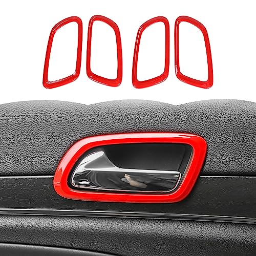 RT-TCZ RTTCZ Door Inner Grab Handle Trim Cover Door Handle Bowl Frame Decor Ring Trim Interior Accessories for Jeep Grand Cherokee 20112020Red - Image 1