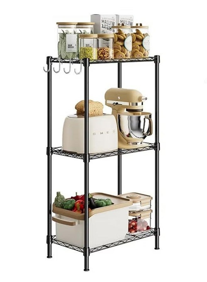 رولستيمي 3-طبقة الحديد سلك تخزين الرف رف معدني المطبخ الحمام تخزين الرف ، أسود - Image 1