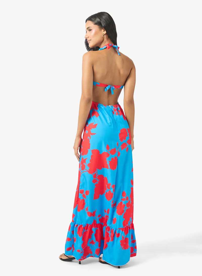 Ginger Floral Halter Maxi Dress