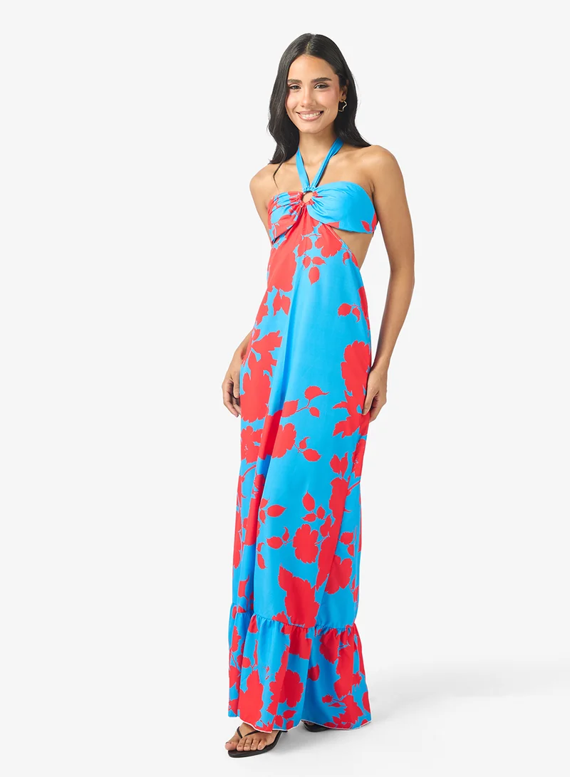 Ginger  Floral Halter Maxi Dress for Women | Best Price UAE