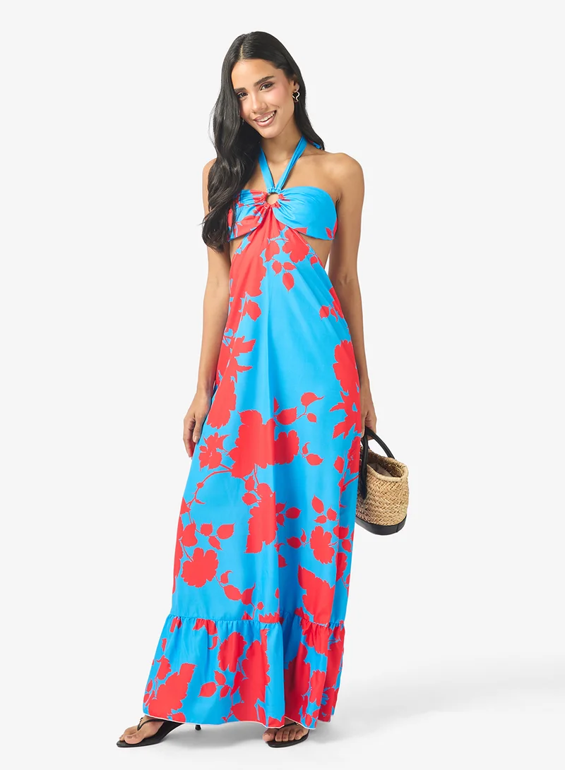 Ginger Floral Halter Maxi Dress