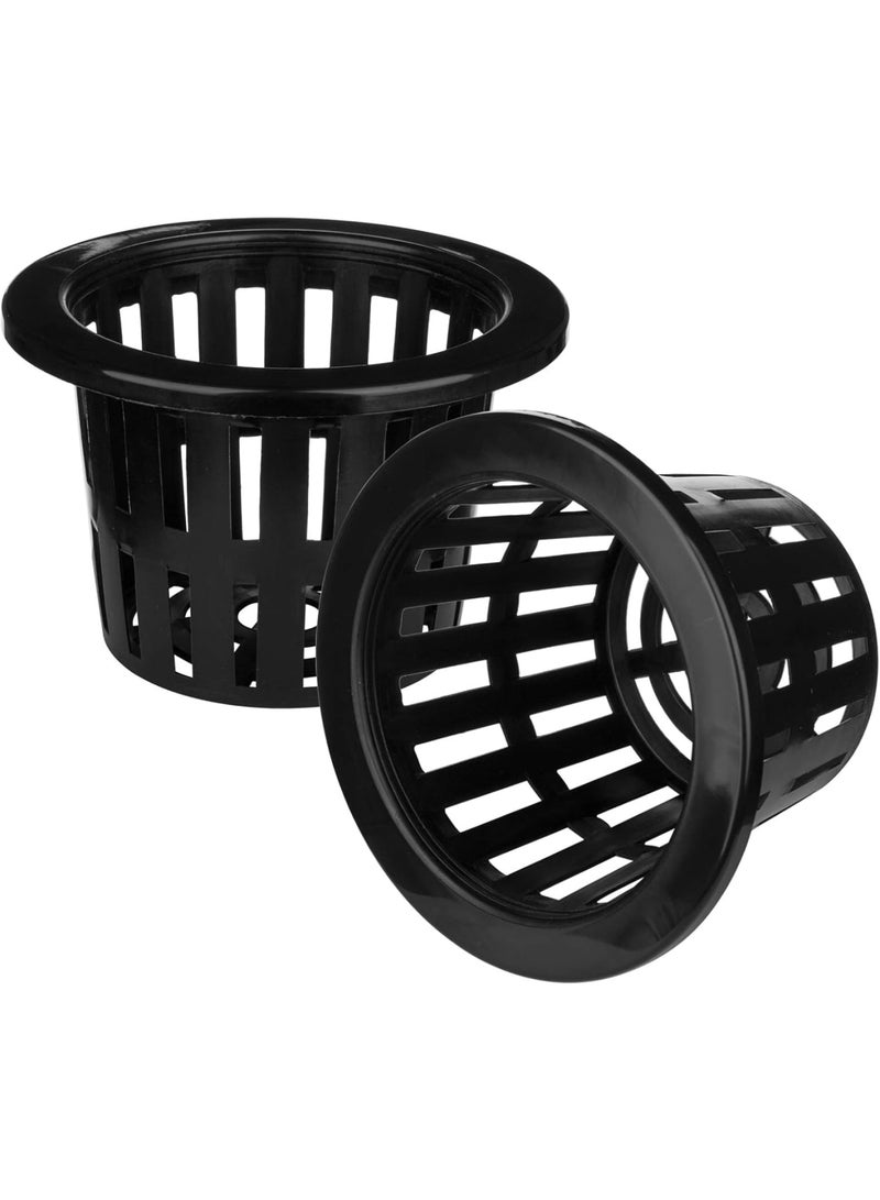 SYOSI أواني شبكية، أكواب نباتية هيدروبونية، سلة حضانة بلاستيكية مشقوقة بحافة عريضة، حاوية حديقة قابلة لإعادة الاستخدام لشتلات الأوركيد ونظام الأكوابونيك، 40 حزمة، 4 بوصة، أسود - Image 2