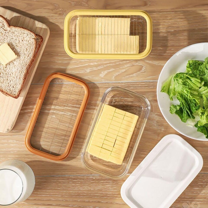 GION Butter Box with Cutting Grid 2 in 1 Plastic Butter Box with Lid Multipurpose Transparent Butter Storage Container with Cover for Kitchen and Refrigerator 1Pcs - Image 3