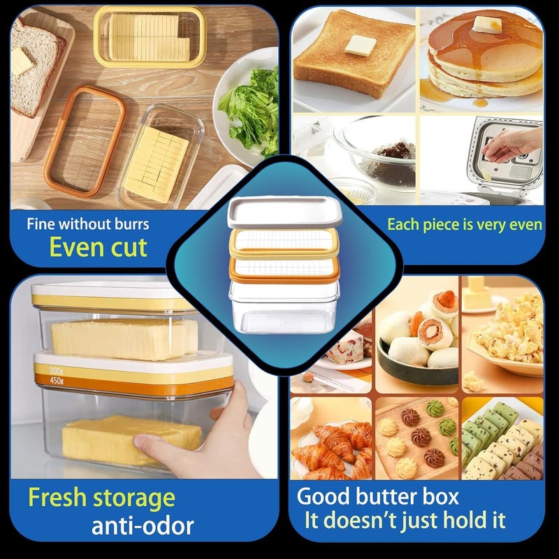 GION Butter Box with Cutting Grid 2 in 1 Plastic Butter Box with Lid Multipurpose Transparent Butter Storage Container with Cover for Kitchen and Refrigerator 1Pcs - Image 5