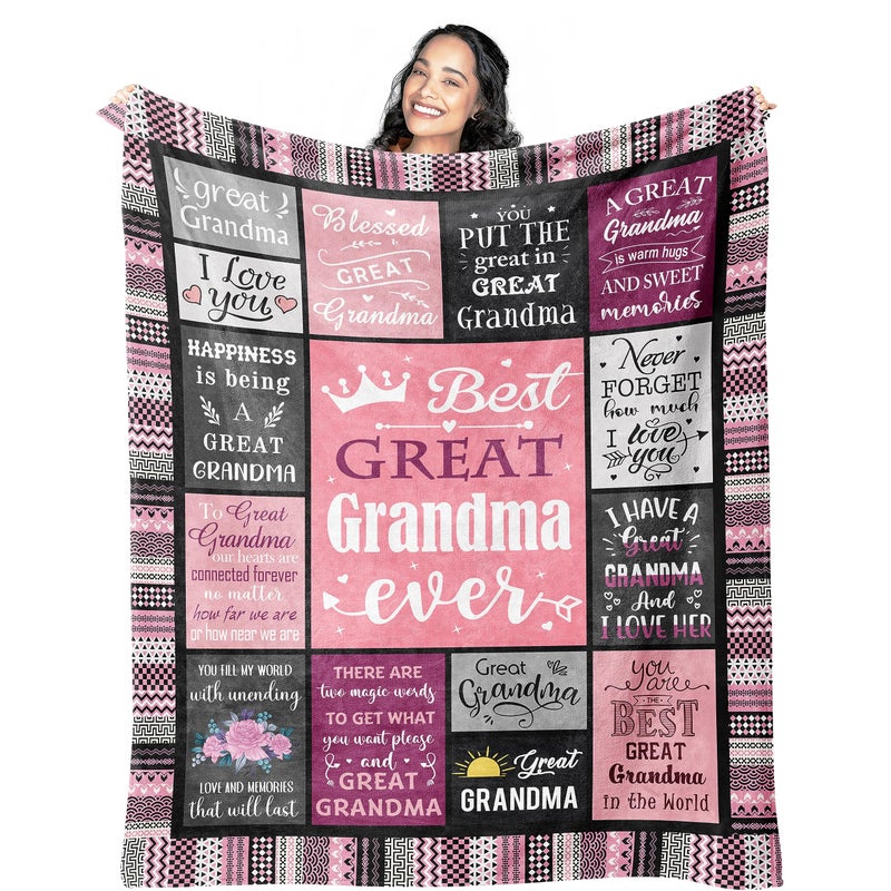 Mcurore Great Grandma Gifts بطانية 60 "" X50 "" عيد الميلاد/هدايا عيد ميلاد لجدة عظيمة هدايا الجدة العظيمة هدايا لجدة عظيمة لجدة جدة رائعة أفضل الأفكار الجدة العظيمة - Image 1