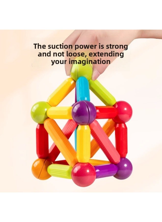 Handmade Puzzle Changeable Magnetic Stick Children's Building Blocks Assembled Pieces Baby Boys And Girls Magnet Stitching Toys Wholesale-Color:[upgraded Strong Magnet] Pure 108 Pieces (send Instructions + Large Apricot And Yellow Mushroom Bucket)  - Image 4