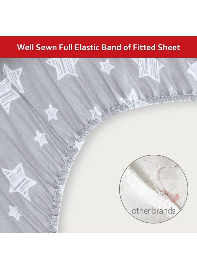 Moonsea Moonsea Toddler Bed Sheets, 3 Piece Toddler Sheet Set, Soft Breathable Crib Bedding Set for Boys Includes a Flat Sheet, a Fitted Sheet, a Pillowcase, Grey Star  - Image 3