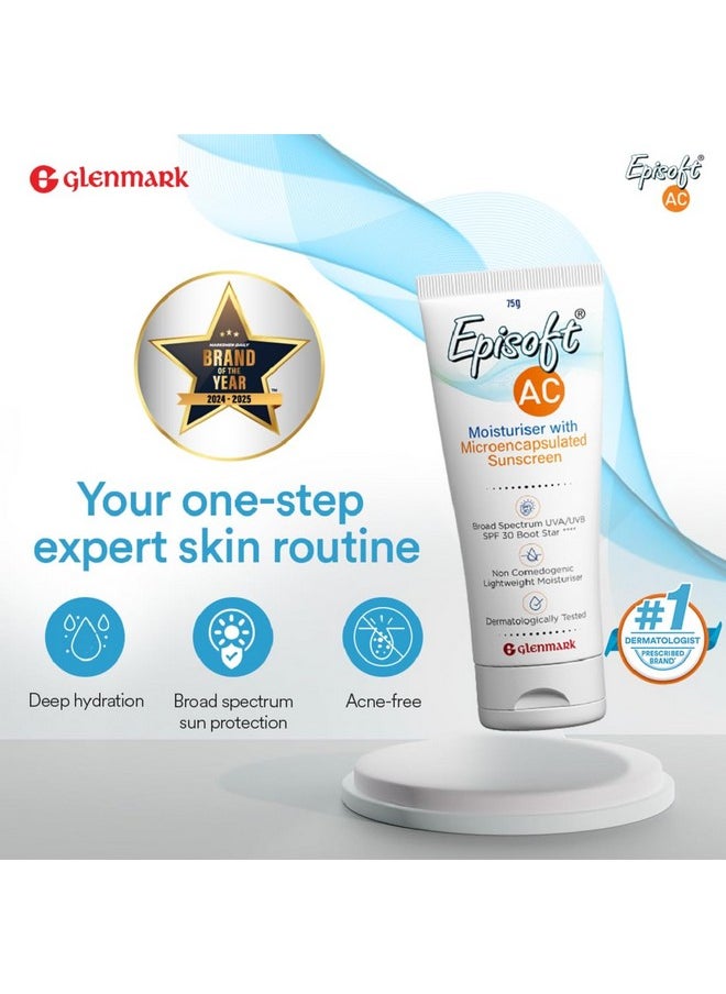 Episoft - Ac Moisturiser With Sunscreen| Light, Non-Greasy Face Cream | Spf 30+ | Anti-Acne Benefits, Anti-Hyperpigmentation | For Oily Skin | For Men And Women| 75 Gms - Image 1