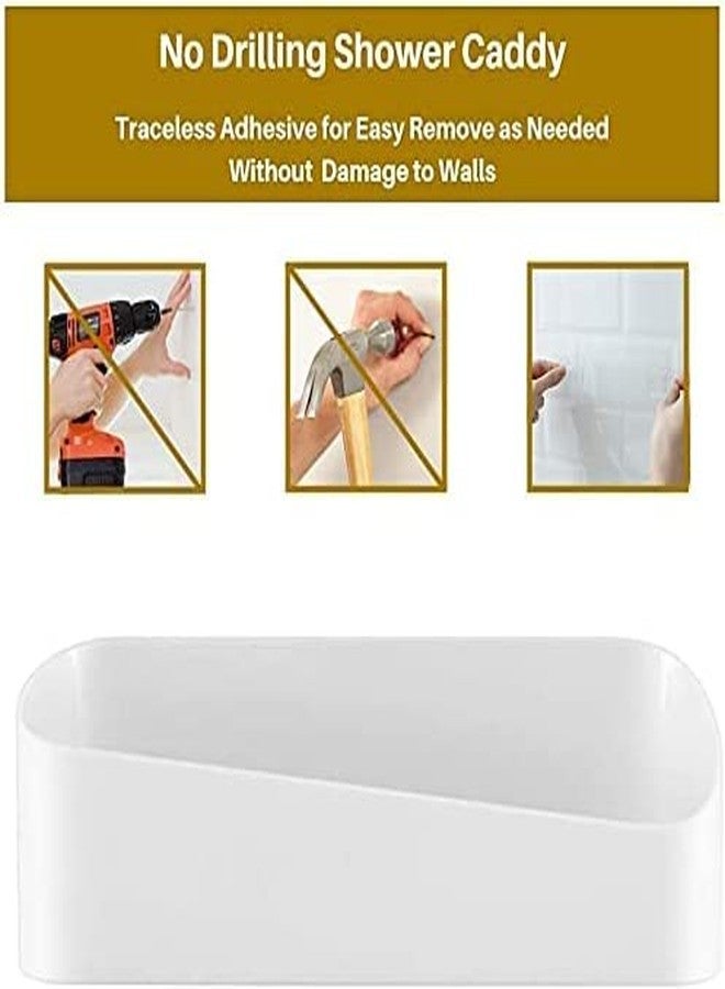 SUNFICON 2 Pack Adhesive Bathroom Shelf Organizer Shower Caddy No Drilling Shower Shelf Bath Essentials Shampoo Spice Holder 4 Clear Adhesives for Shower Room Bathroom Kitchen White - Image 5