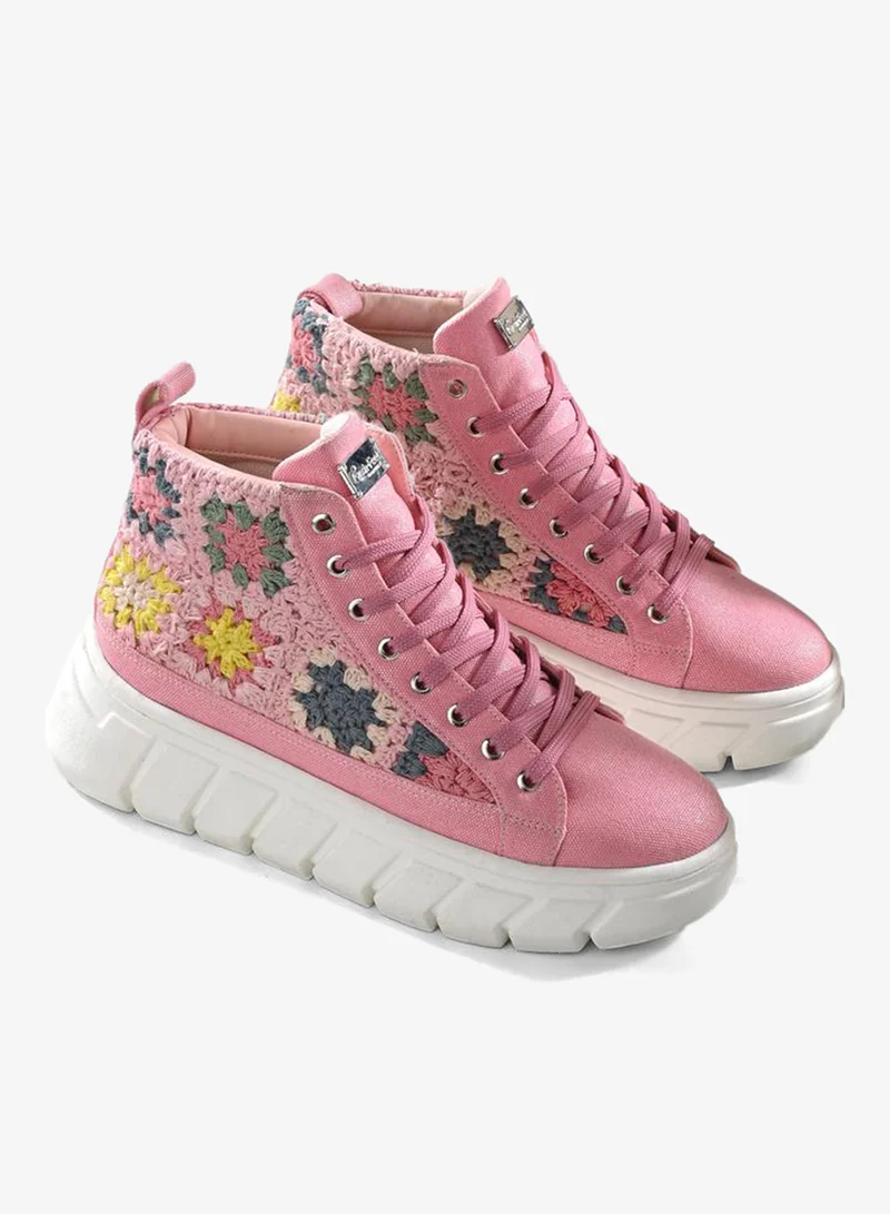 Fresh Feet Fresh Feet Crochet High Top Lace-Up Sneakers