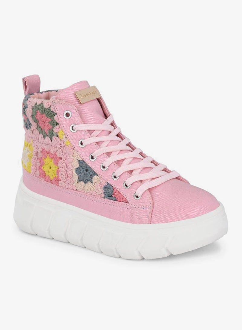 فريش فيت أحذية رياضية نسائية عالية من الكروشيه برباط - Image 3