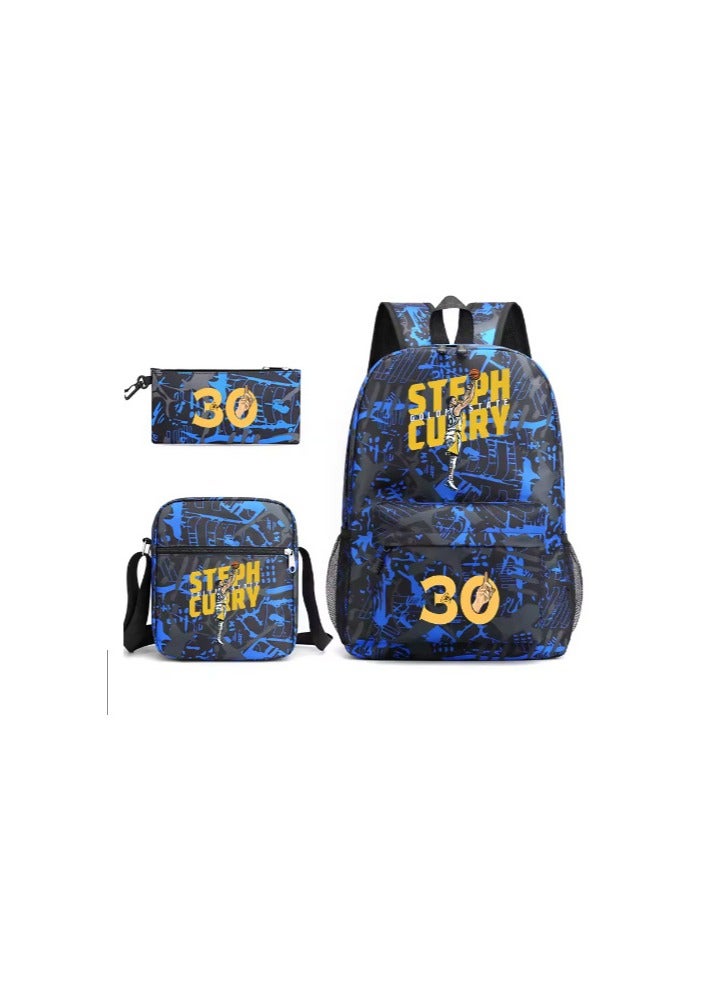 Stephen Curry Backpack Schoolbag Teen Student School Book bag with Lunch Box Pen Case 3 in 1 for Kids
