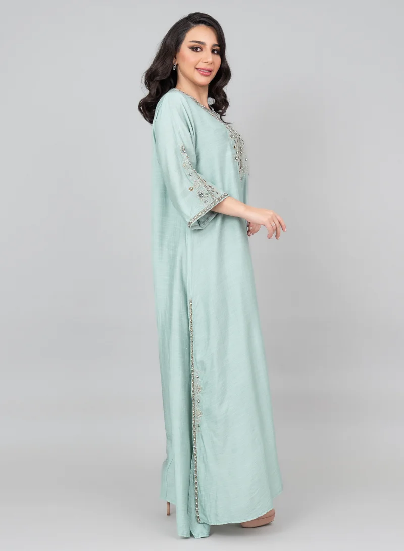 IKKXA Royal Radiance Crystal Jalabiya IK3007 Turquoise