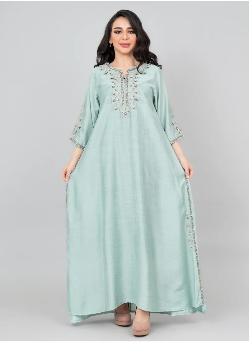 IKKXA Royal Radiance Crystal Jalabiya IK3007 Turquoise