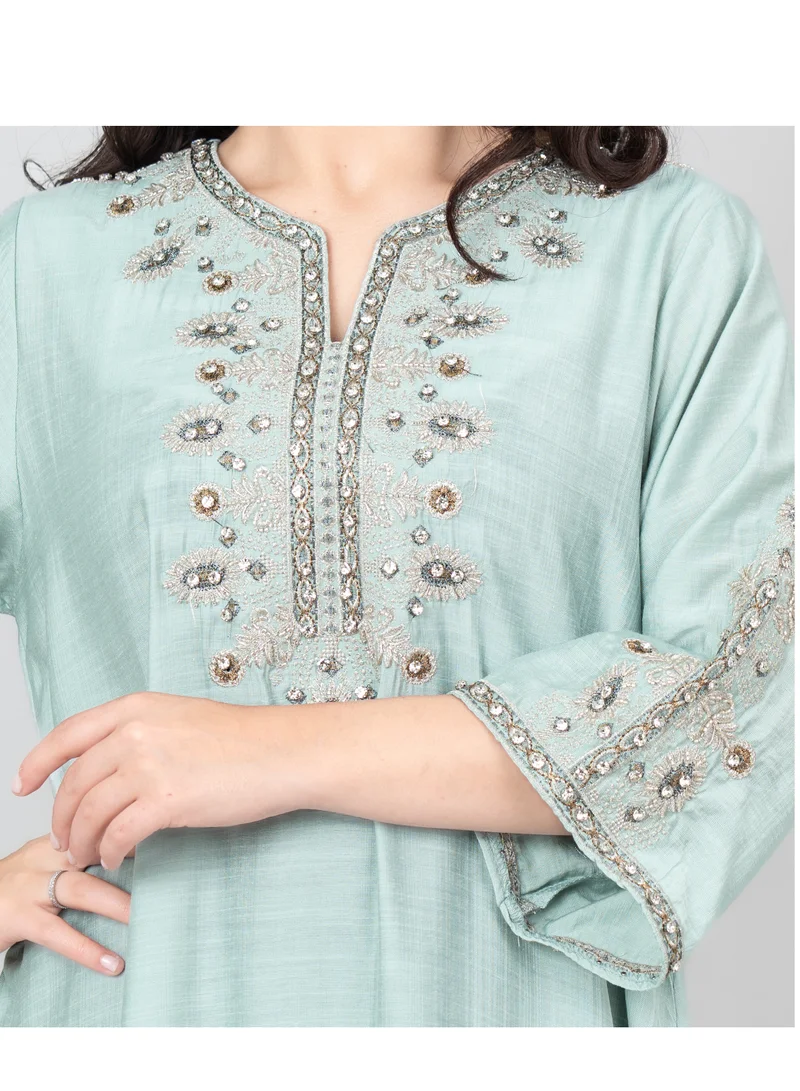 IKKXA Royal Radiance Crystal Jalabiya IK3007 Turquoise