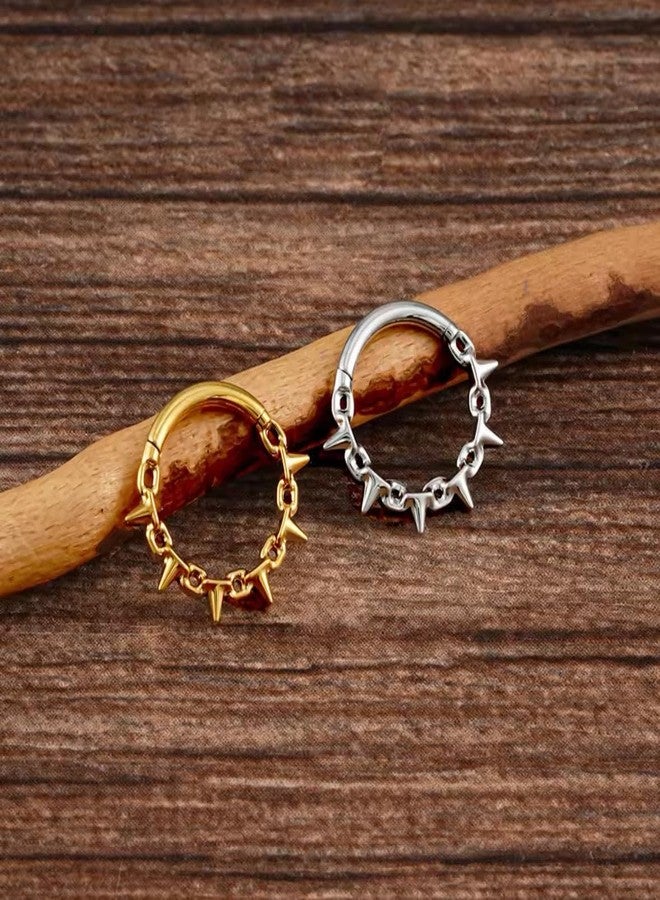 NONTAI 16G Septum Ring Hinged Septum Clicker Nose Ring Septum Piercing Jewelry, 8mm, Stainless Steel, no gemstone - Image 2