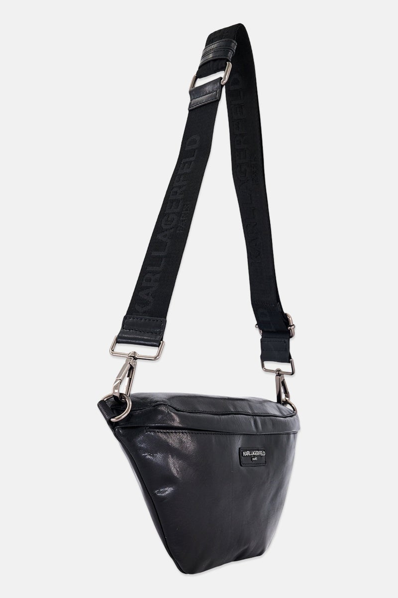 Karl Lagerfeld Men Brand Logo Adjustable Belt Bag, Black - Image 4