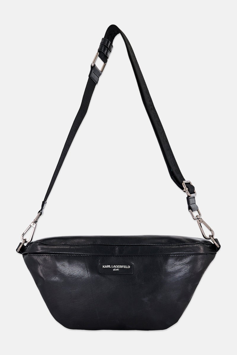 Karl Lagerfeld Men Brand Logo Adjustable Belt Bag, Black - Image 1