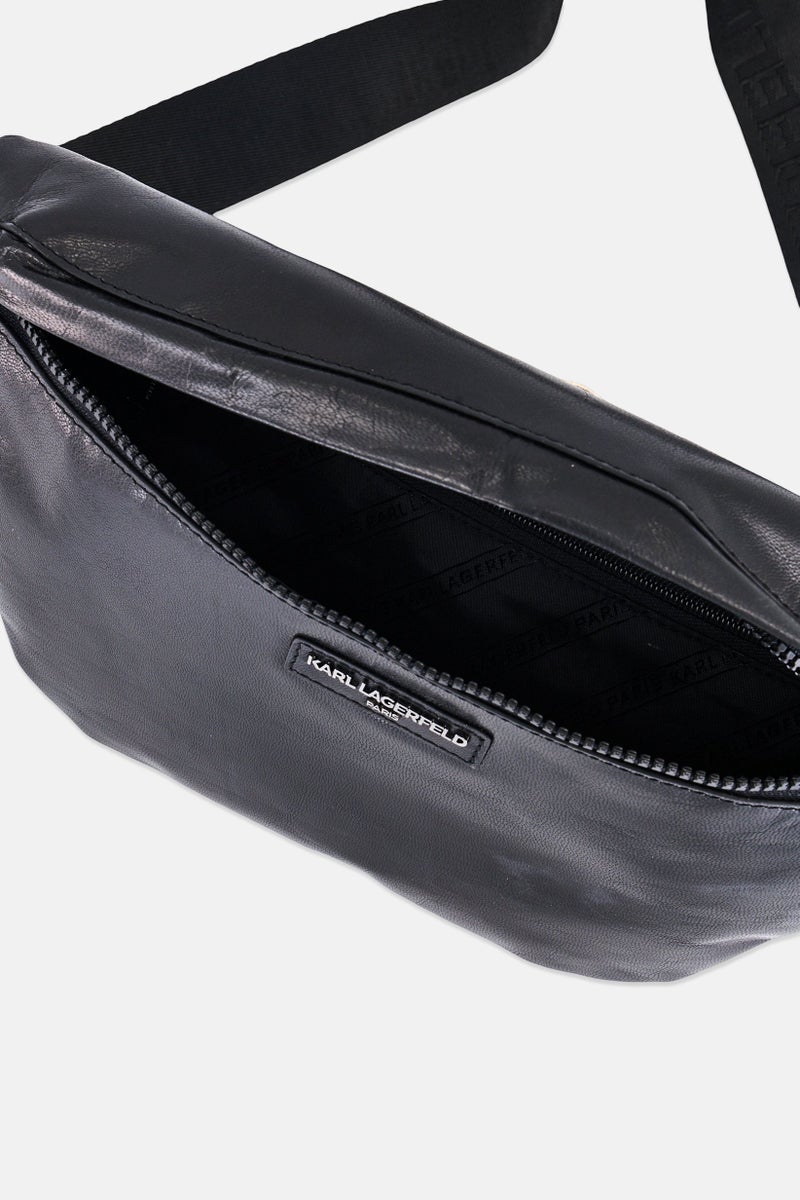 Karl Lagerfeld Men Brand Logo Adjustable Belt Bag, Black - Image 3