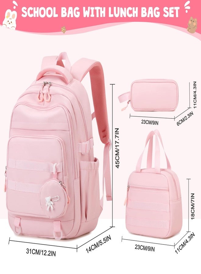 ACESAK Girls Backpack - 3PCS Backpack for Cute School Backpacks for Girls, Pink - Image 2