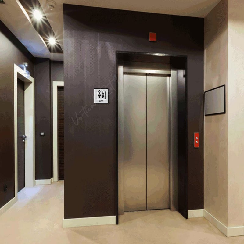 Vertical Root Inc ® Premium Brush Finish Square Silver Acrylic Lift Elevator Sign Easy to Mount 3M Double Side 5.8 Inch Signage Self-Adhesive for Society Building Business Hospital School Office Hotel - Image 3