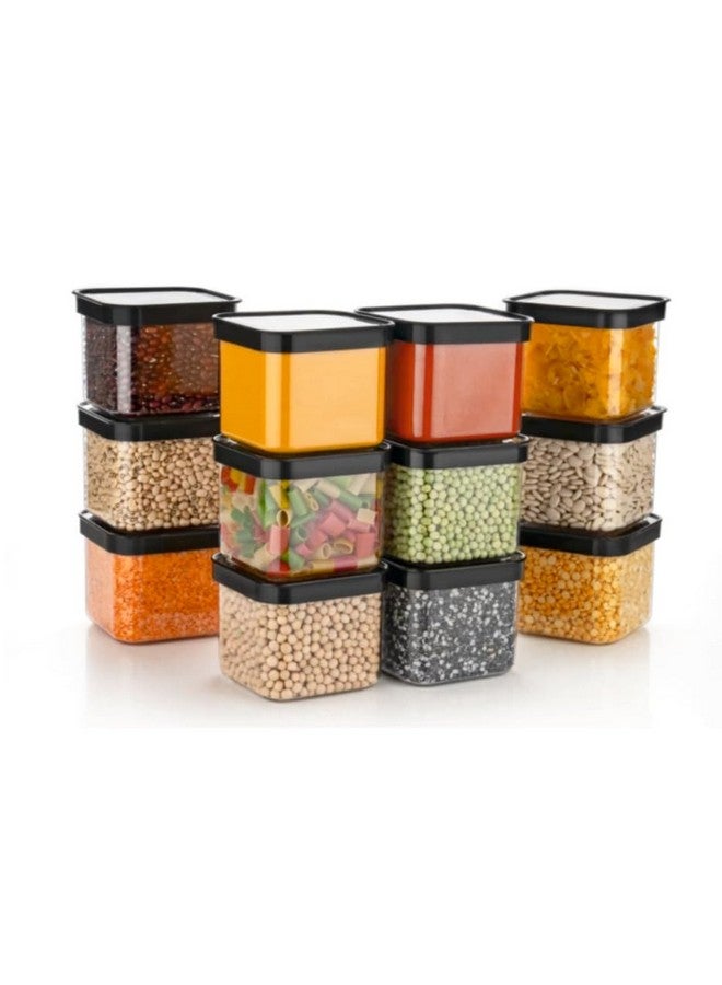 Clazkit Air Tight ELegant Containers Storage Set For Kitchen, Pantry Organization, Bpa-Free, Dishwasher Safe (Pack Of 6, Black,500 ml, Plastic)